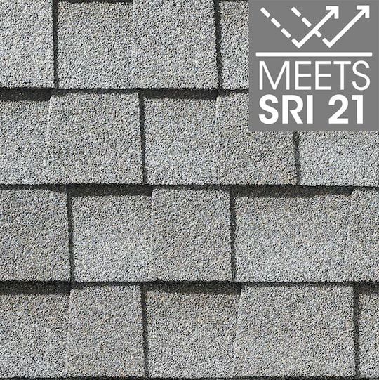 Timberline HDZ roof shingle swatch in Fox Hollow Gray color, meets SRI 21