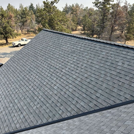 Aerial view of a completed DaBella roof installation in which GAF roof systems products have been used