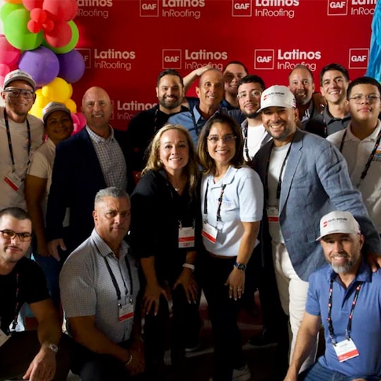 Participants gathered for photo at the Latinos in Roofing Summit and Exposition.