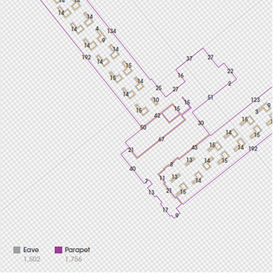 Sample view of a QuickMeasure(TM) commercial roof report.