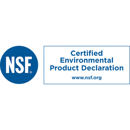 NSF logo, certified environmental product declaration