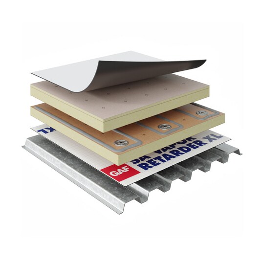 Commercial roofing material layers in EverGuard TPO Self-Adhered Systems