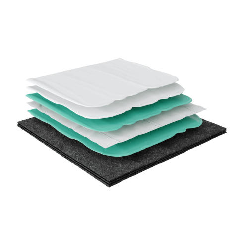 Roofing material layers in GAF Premium Acrylic Hydrostop coating systems over non-metal substrates