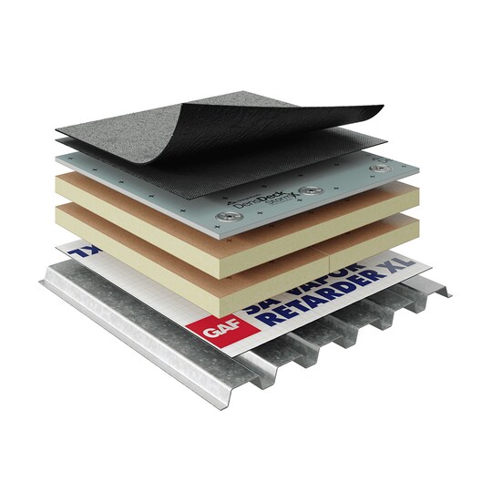 Commercial roofing material layers in SBS Modified Bitumen Heat-Welded Systems