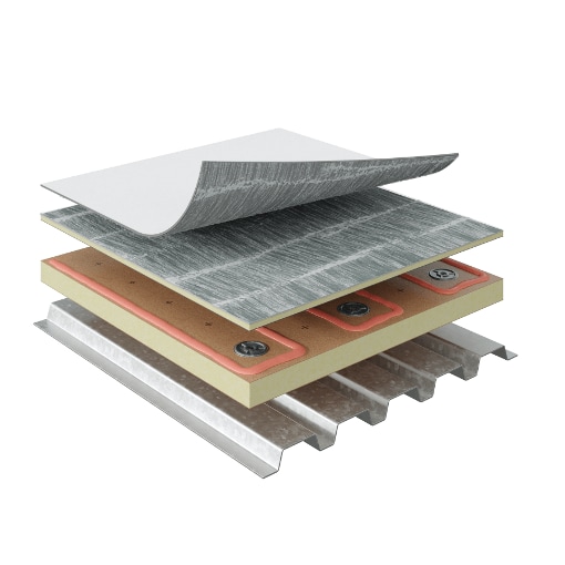 Components of the Impact-resistant PVC adhered roofing system by GAF using adhesives