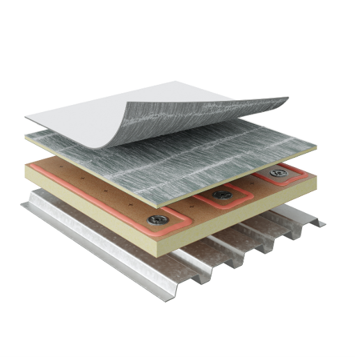 Components of the Impact-resistant TPO adhered roofing system by GAF using adhesives