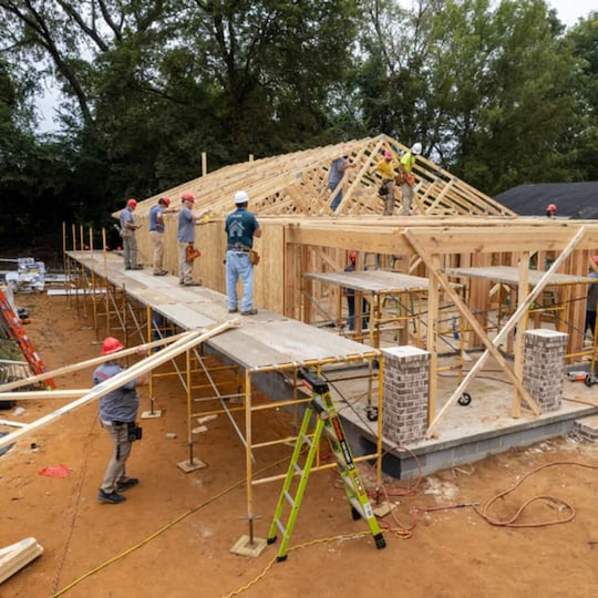 GAF roofing employees help build a Habitat home in their community