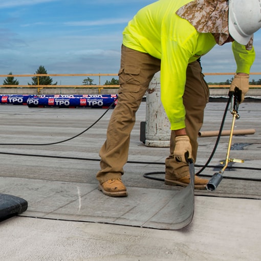 Man installing a hybrid roof