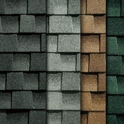 four Timberline shingle color swatches