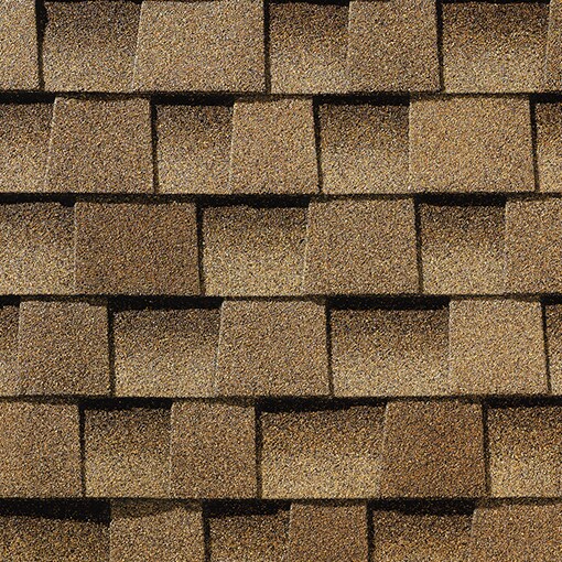 Close up photo of Timberline HDZ shingles from GAF