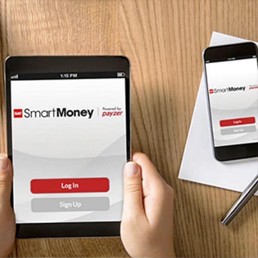 Tablet open to GAF SmartMoney, an online contractor payment tool