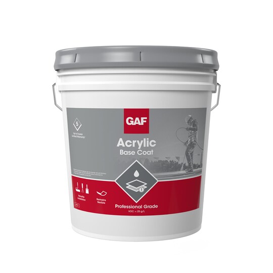 A container of GAF Acrylic Base Coat