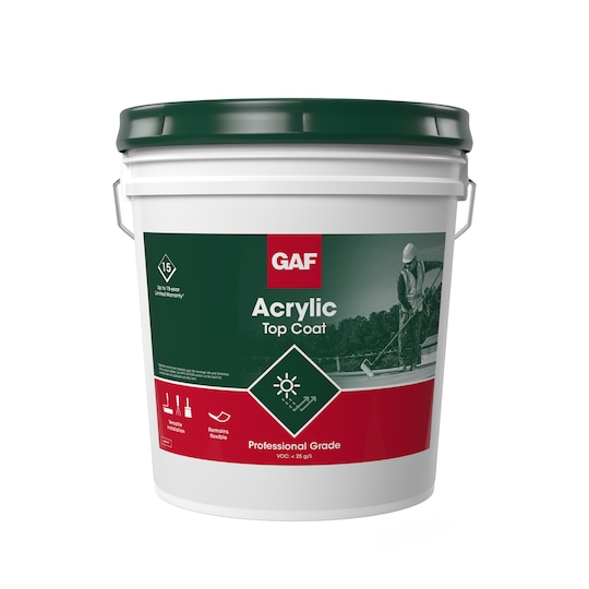 A container of GAF Acrylic Top Coat