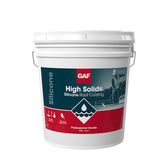 Bucket of GAF High Solids Silicone Roof Coating