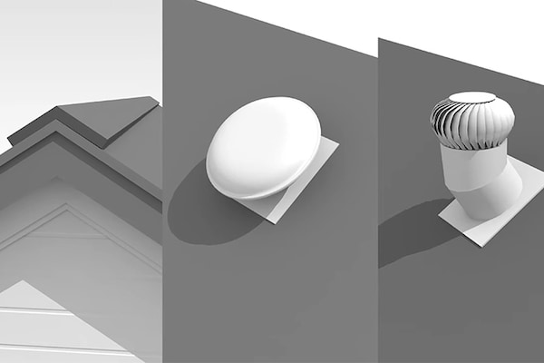 Examples of static, power, and mechanical attic vents