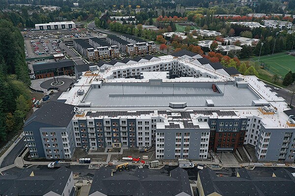 Avalon Bothell Commons with mixed-roof solution from GAF 