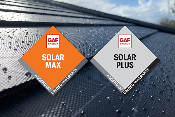 Solar warranty logos from GAF Energy. 