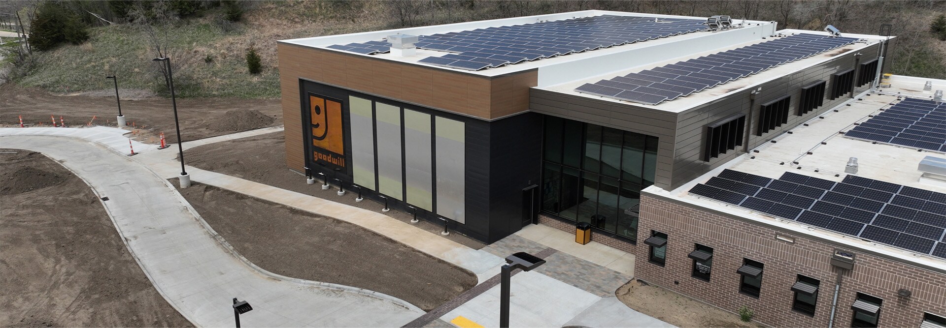 Front-facing view of the Goodwill of the Great Plains headquarters.