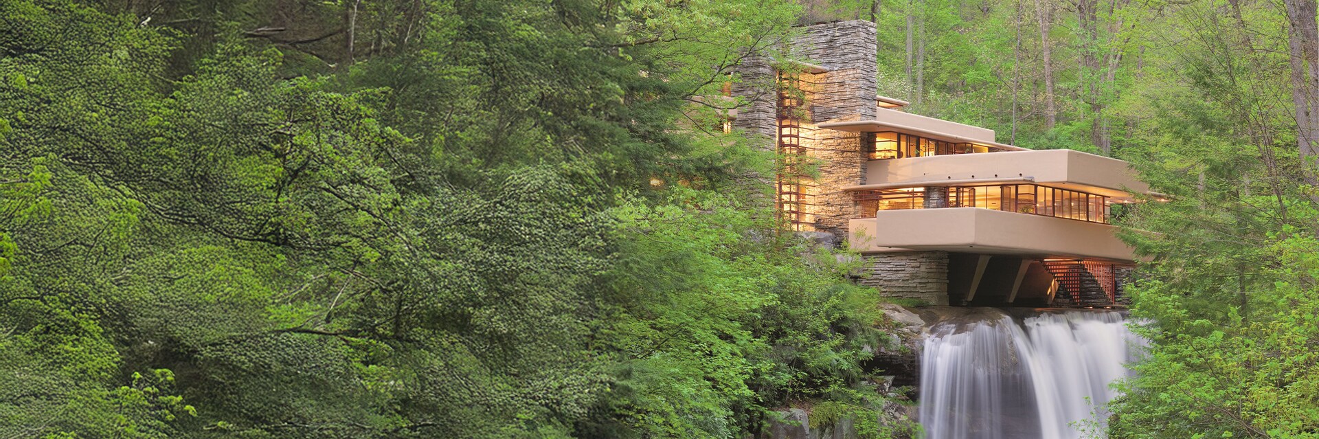 Classic view of Fallingwater home and museum in Mill Run.