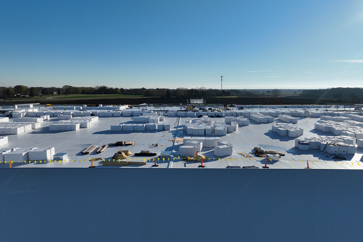 Landscape view of the roof of the Wisconsin Saputo Cheese facility