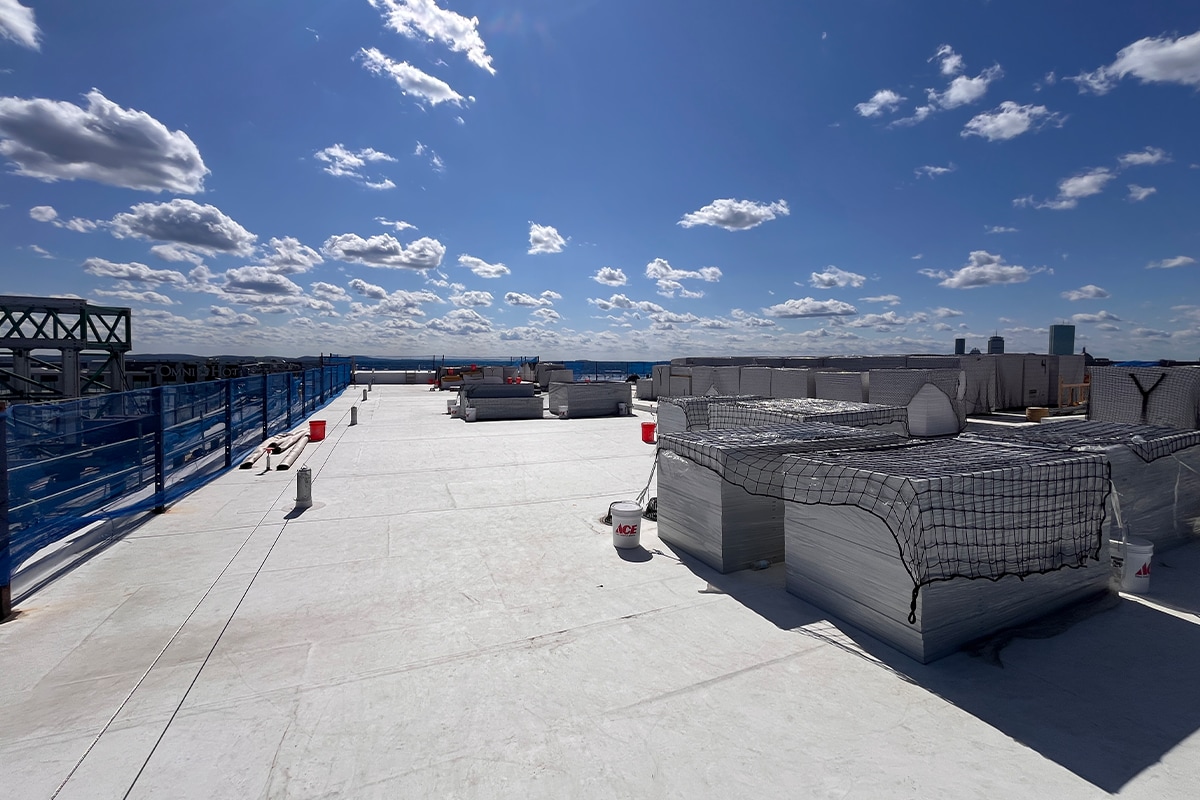 Roof is staged and ready for installation