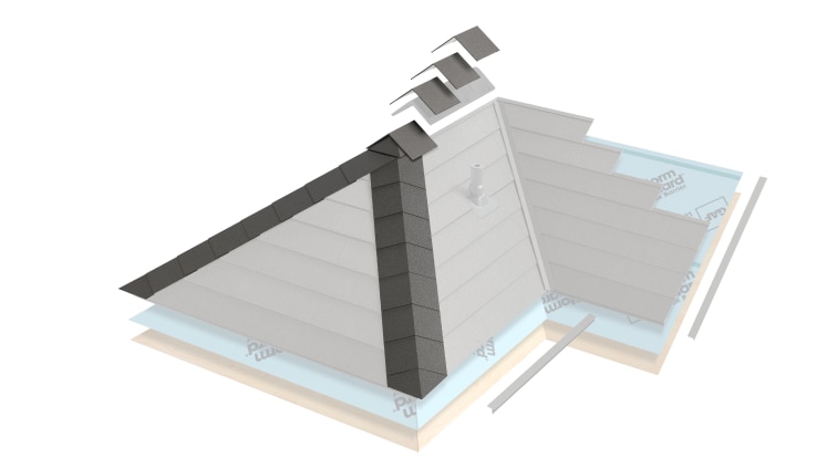 Hip and ridge cap shingles for the GAF premium metal roofing system