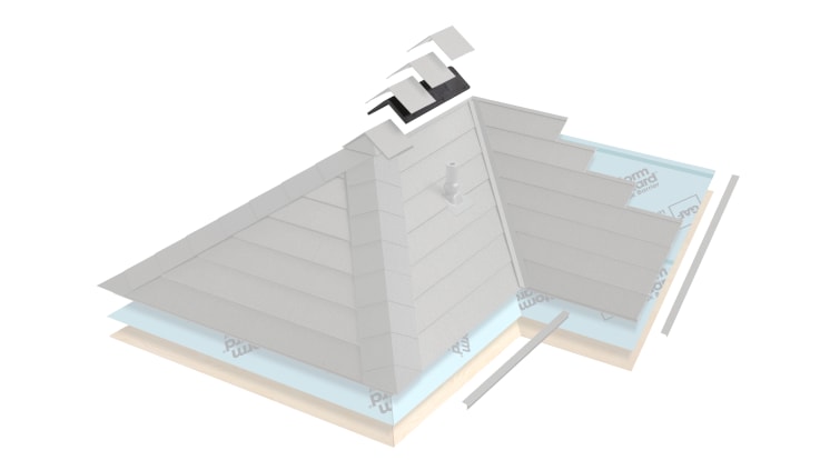 Ridge vent close-up as part of the TImberSteel metal roof system by GAF