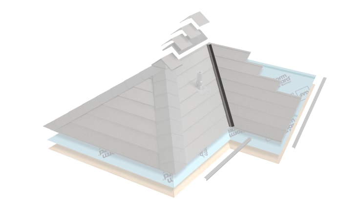 Highlight of valley flashing component in the GAF metal roof system