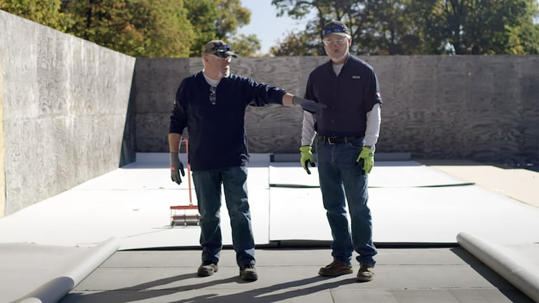 Dave and Wally talk about installing multi-ply redundancy in a hybrid roofing assembly, using low-rise foam to fully adhere fleece-back TPO, PVC or KEE over a modified bitumen base layer.  