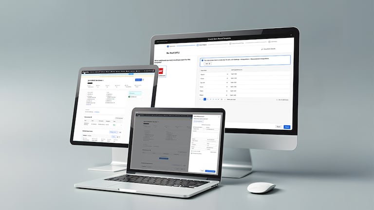 Computer screens showing various dashboards  of the  ServiceTitan CRM. 