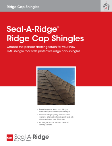 Seal-A-Ridge Ridge Cap Shingles Sell Sheet - RESHR112