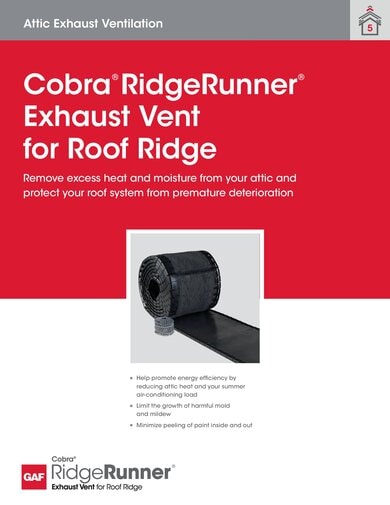 Cobra RidgeRunner Exhaust Vent for Roof Ridge Data Sheet - RESCB171