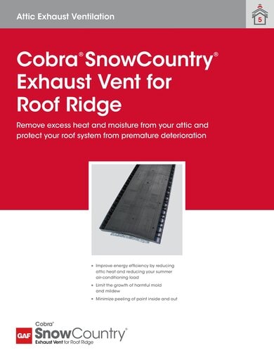 Cobra Snow Country Exhaust Vent for Roof Ridge Sell Sheet - RESCB139