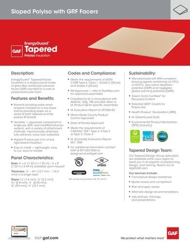 EnergyGuard Tapered Polyiso Insulation Data Sheet - COMGN274