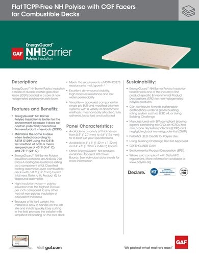 EnergyGuard NH Barrier Polyiso Insulation Data Sheet - COMGT494