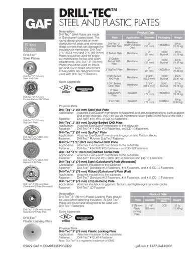 Drill-Tec Steel and Plastic Plates Data Sheet - COMDT235