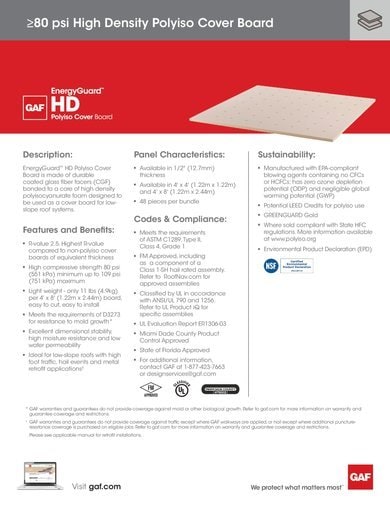EnergyGuard HD Cover Board Data Sheet - COMGT323