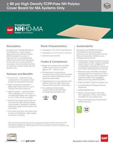 EnergyGuard NH HD-MA Polyiso Cover Board Data Sheet - COMGT404