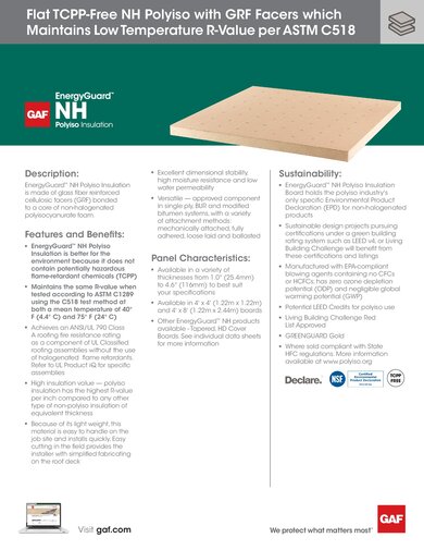 EnergyGuard NH Polyiso Insulation Data Sheet - COMGT326