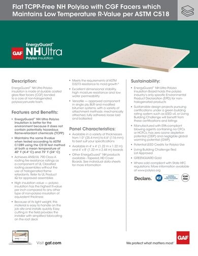EnergyGuard NH Ultra Polyiso Insulation Data Sheet - COMGT327