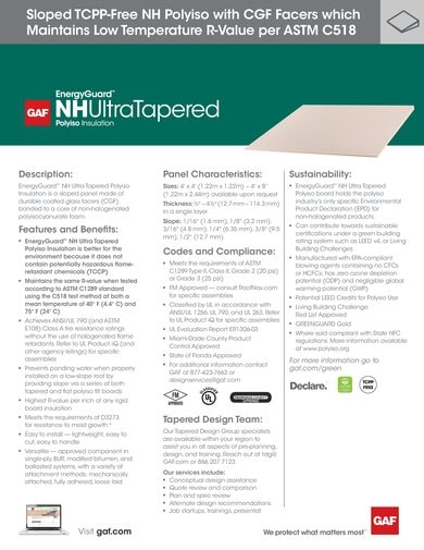 EnergyGuard NH Ultra Tapered Polyiso Insulation Data Sheet - COMGN754