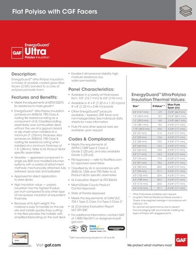EnergyGuard Ultra Polyiso Insulation Data Sheet - COMGT319