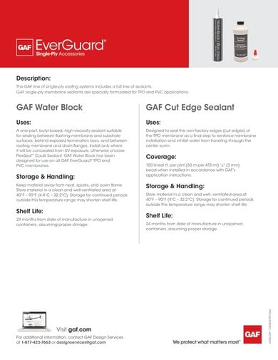 EverGuard Water-Block Mastic and TPO Cut Edge Sealant Data Sheet - COMEG832