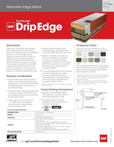 EverGuard Drip Edge Data Sheet - COMGN401