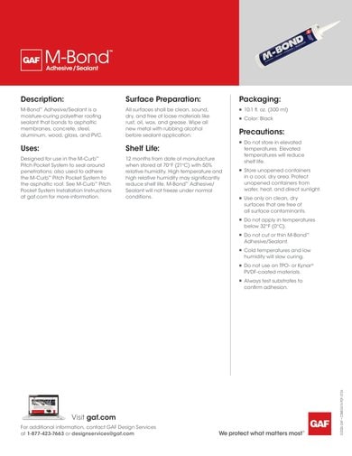 M-Bond Adhesive/Sealant Data Sheet - COMEG474