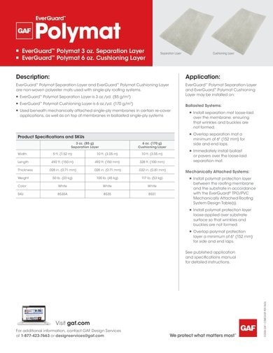 EverGuard Polymat Separation Cushioning Layers Data Sheet - COMEG469