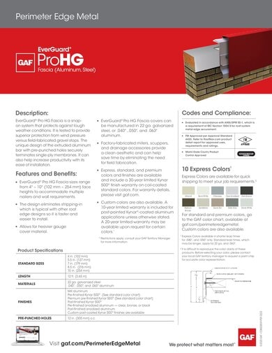 EverGuard Pro HG Fascia Data Sheet - COMEG859