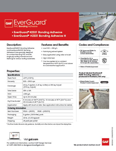 EverGuard PVC 2331 & 2331H Bonding Adhesive Data Sheet - COMEG981