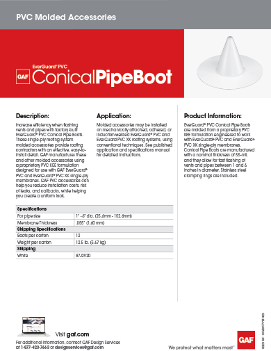 EverGuard PVC Conical Pipe Boot Data Sheet - COMEG977