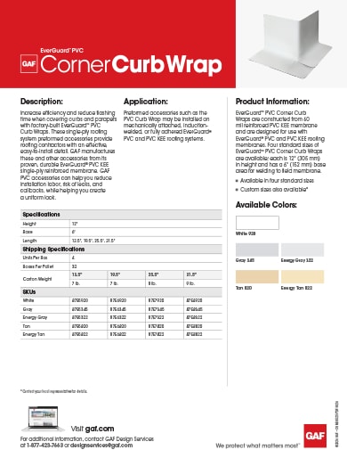 EverGuard PVC Corner Curb Wrap Data Sheet - COMEG523